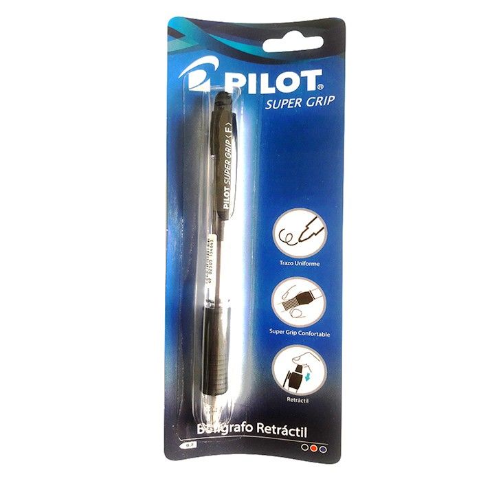 Esfero Pilot 0.7mm Super Grip Retra Tinta Óleo Negro