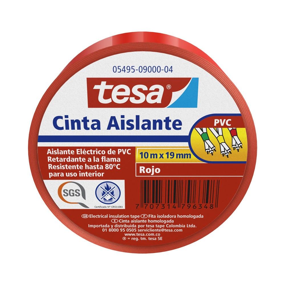 Cinta Aislante Tesa Roja 10m x 19mm