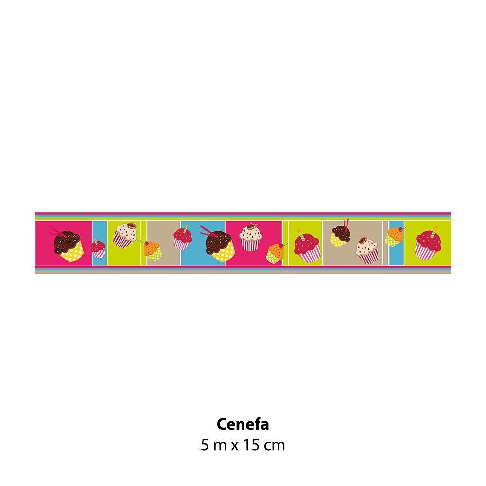 Cenefa Decorativa Contact Film Cupcakes con Adhesivo 5m x 15cm