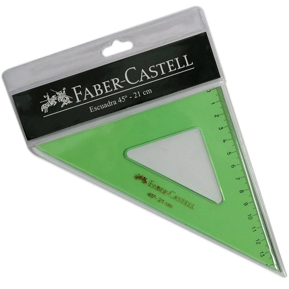 Escuadra Faber Castell Transparente 45°- 21cm