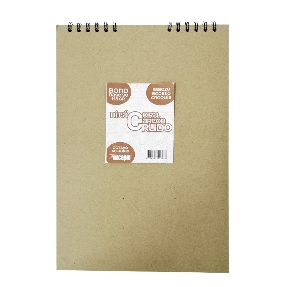 Bitácora Icopel 1/8 Papel Bond de 115gr Tapa Cartón Crudo x40hjs