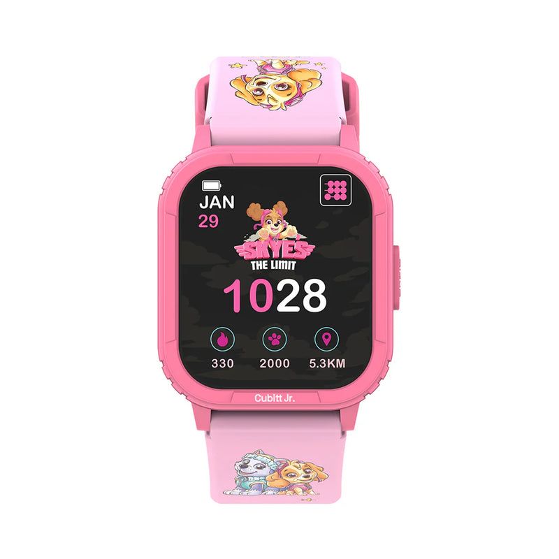 Cubitt Jr. x Paw Patrol: El Smartwatch ideal para los fans de Paw Patrol 
Cubitt Jr. en colaboración con Paw Patrol. Un reloj inteligente diseñado para acompañar a los niños de 5 a 9 años en cada aventura. Con funciones educativas y divertidas, este smartwatch ayuda a desarrollar su curiosidad mientras mantiene a los padres conectados y tranquilos. ¡Reloj Cubitt x Paw Patrol, un compañero perfecto para aprender jugando! 

 Caracteristicas: 
 Recomendado para edades: 5 a 9 años 
 Modos deportivos: 6, ideales para niños en movimiento 
 Monitoreo: Sueño y frecuencia cardíaca 
 Contador: Pasos y calorías quemadas 
 Control parental: Sí, con bloqueo infantil 
 Juegos integrados: 8, para entretenimiento seguro 
 Esferas personalizables: 8 preinstaladas + más de 100 desde la app 
 Notificaciones: Llamadas y mensajes 
 Compatibilidad con apps: WhatsApp, Instagram, Facebook, Skype, entre otras 
 Funciones extra: Pronóstico del clima, alarmas, temporizador y modo no molestar 
 Modo ahorro de batería: Sí, con varios idiomas disponibles 
 Correa: Intercambiable 
 Especificaciones: 
 Pantalla: 1.52” TFT, resolución 240x283 px 
 Material: Plástico resistente 
 Duración de batería: 5 a 7 días 
 Carga completa: Aprox. 2 horas 
 Tipo de carga: Magnética con pines 
 Resistencia al agua: IP68 (hasta 1.5 metros por 30 minutos) 
 Conectividad: Bluetooth 5.0 
 Micrófono y altavoz: Integrados (permite llamadas por Bluetooth) 
 Tamaño de correa: 20 mm 
 Sensores: Frecuencia cardíaca y de movimiento