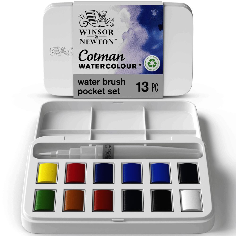 Estuche Acuarela En Pasta Cotman X12 + Pincel Recargable