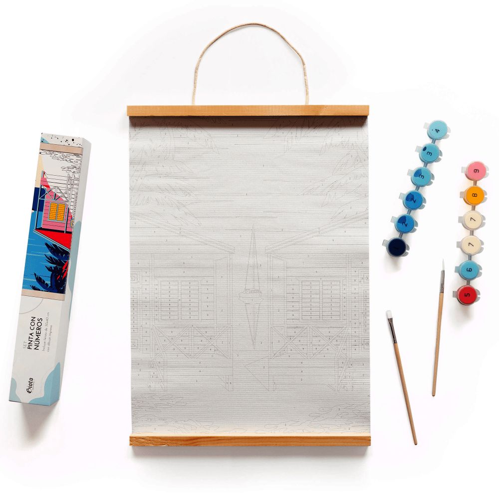 Kit Pinta Por Números 30X40Cm Casa Playa