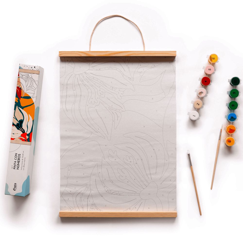 Kit Pinta Por Números 30X40Cm Flores Tropi