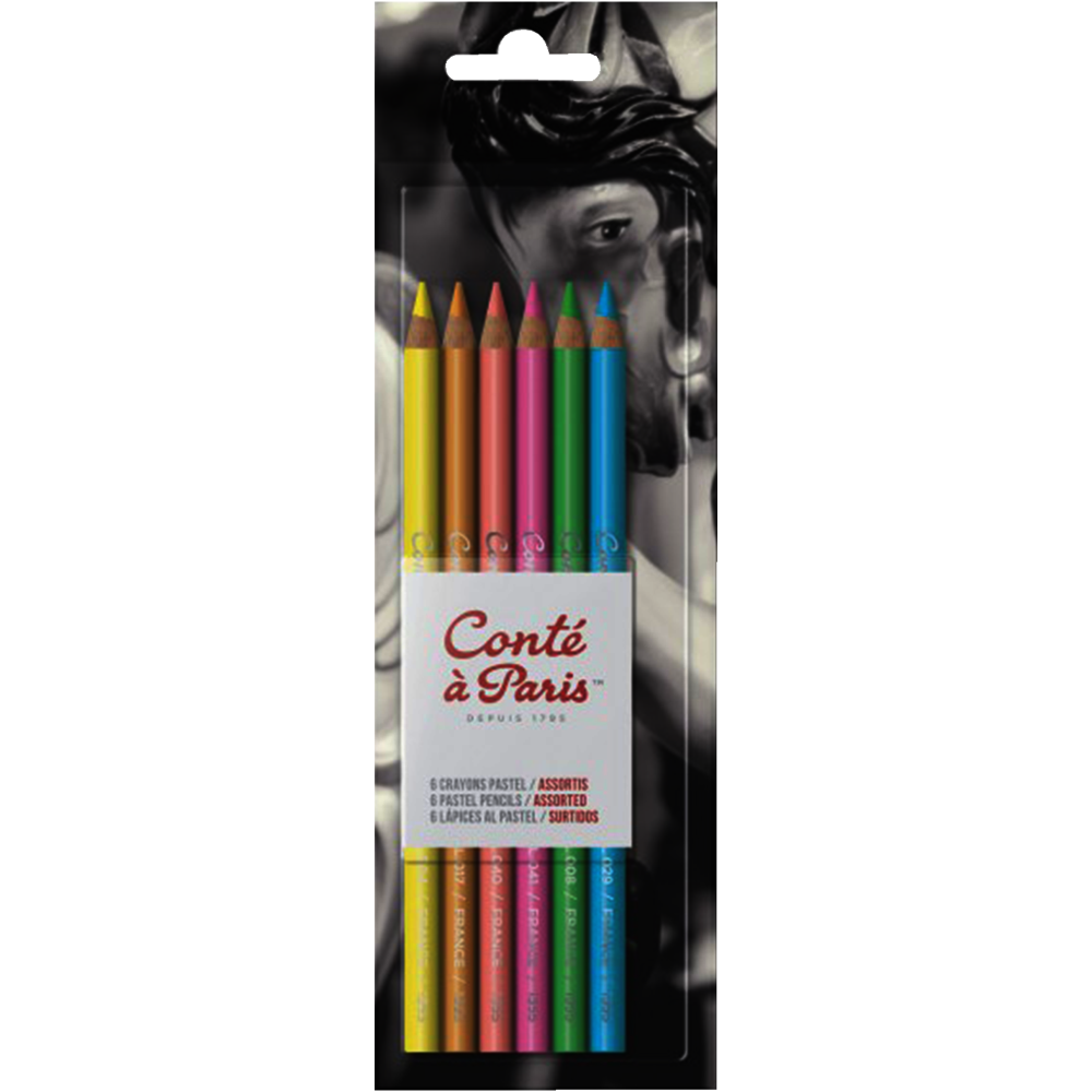Juego Lápiz Pastel X6 Tonos Brillantes Conté
