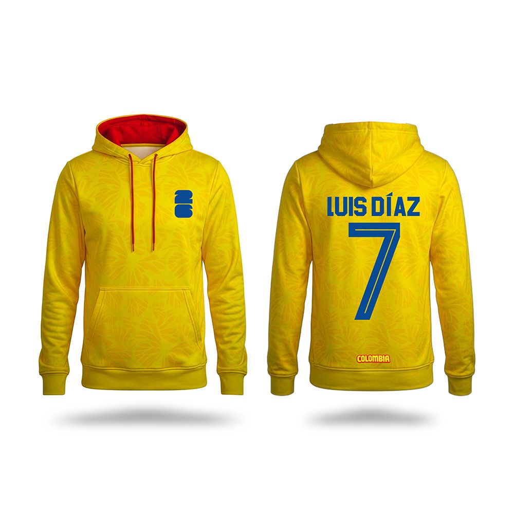 Compra tu buzo de Colombia personalizado con tu nombre y número favorito. Disponible en 3 colores. Calidad premium y diseño exclusivo. ¡Pide el tuyo!