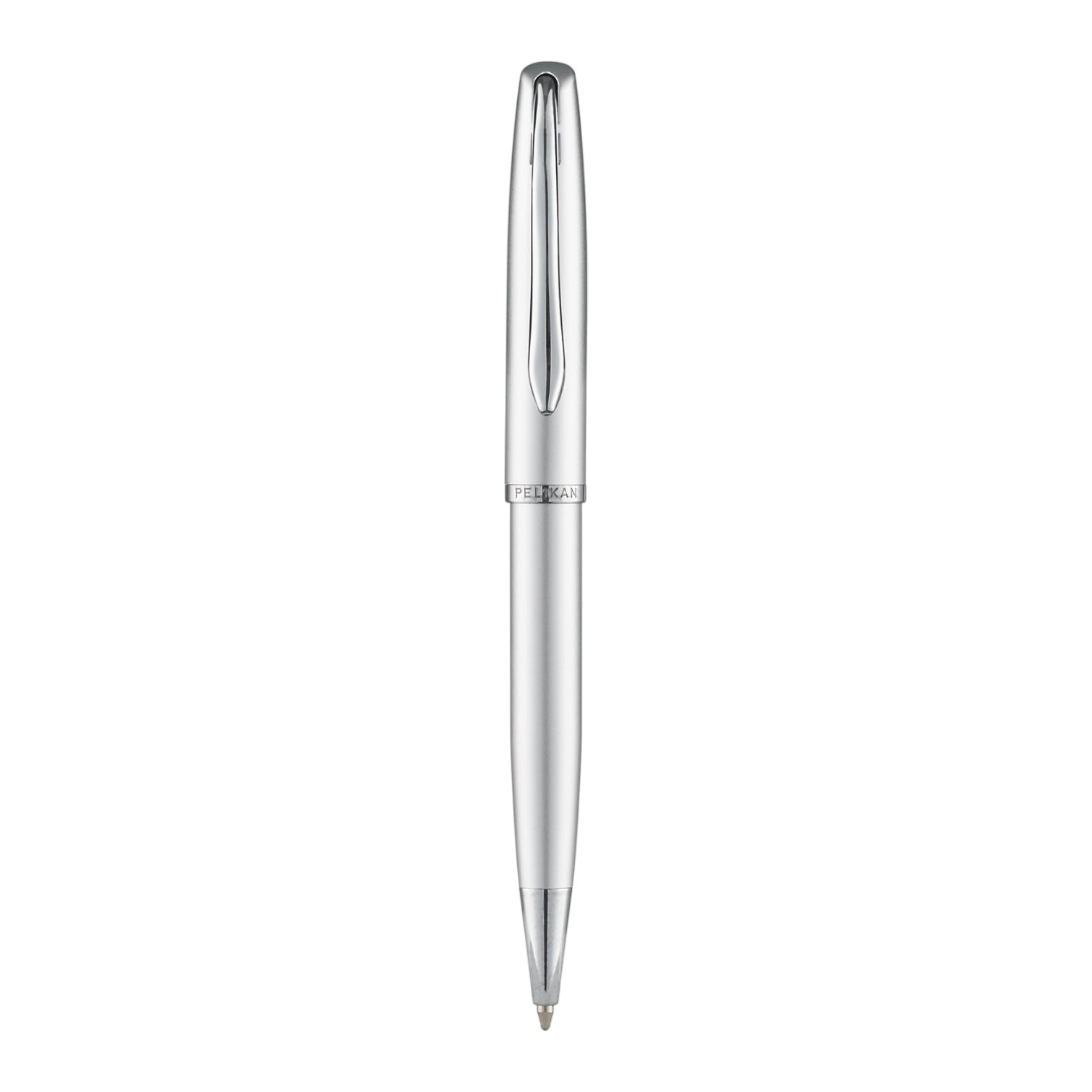 Añade elegancia a tu escritura con este bolígrafo de diseño metálico y tinta negra. Mecanismo de giro y colores selectos. Ideal para uso profesional.