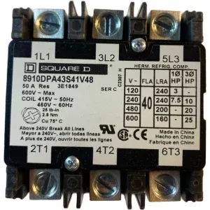 600 VAC 40 Amp 3 Pole Phase Loss Contactor with 460 VAC Coil