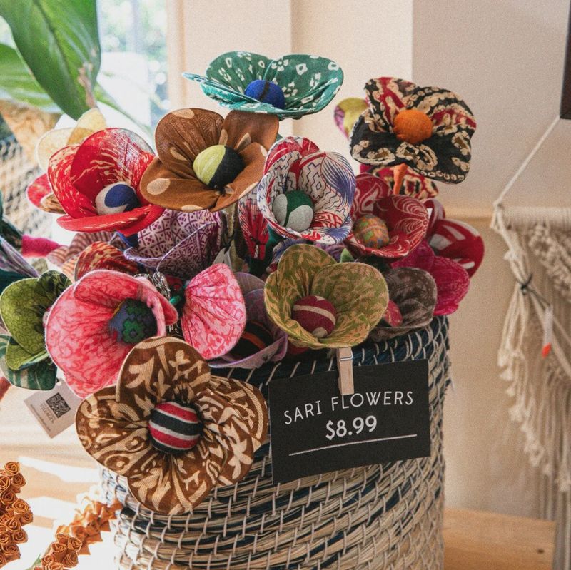 Ten Thousand Villages Recycled Sari Flower