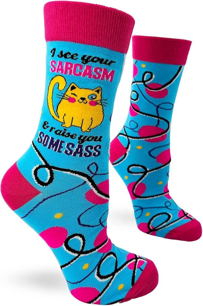 Fabdaz - I See Your Sarcasm &amp; Raise You Some Sass Crew Socks