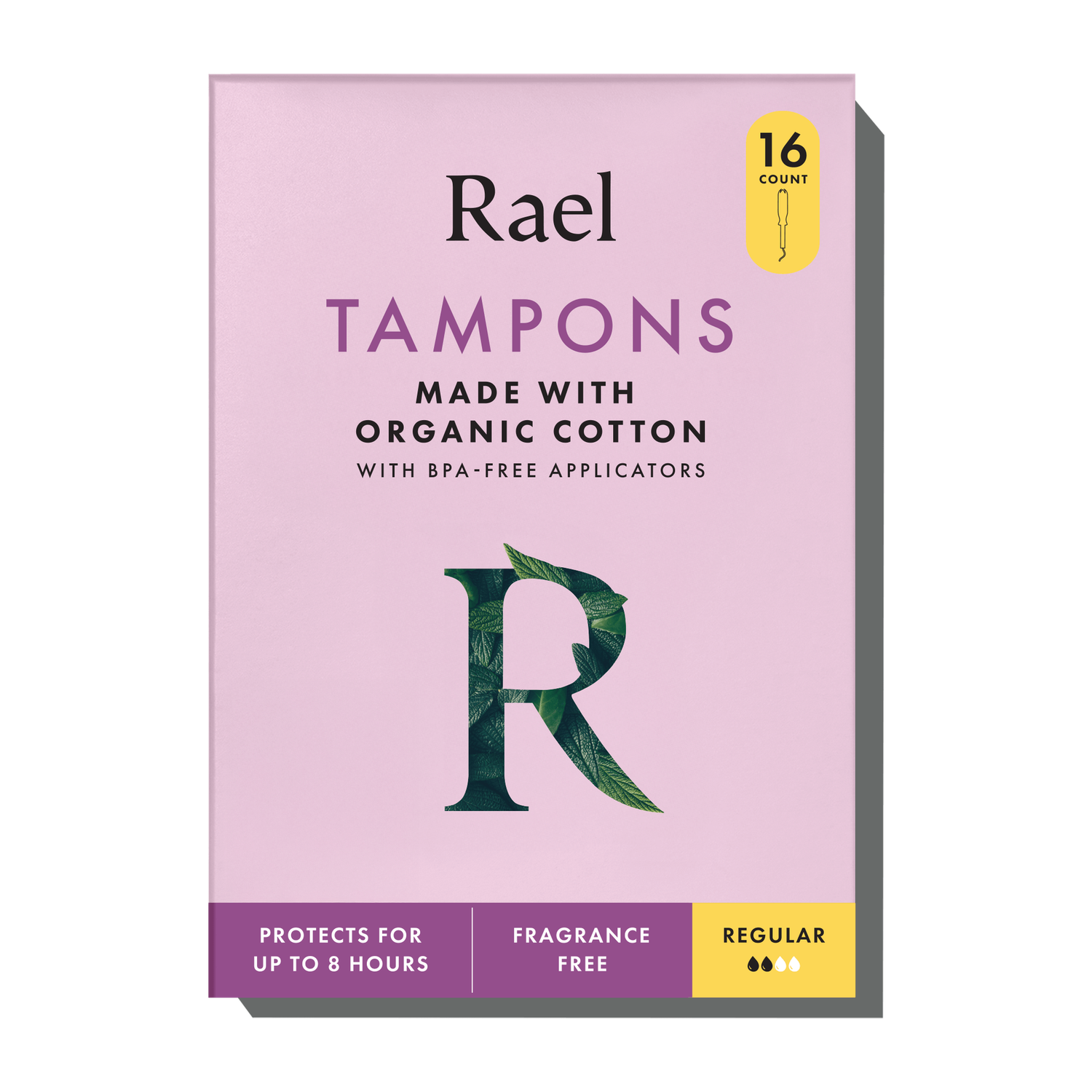Rael - Organic Cotton Tampons with Long Applicators - Regular