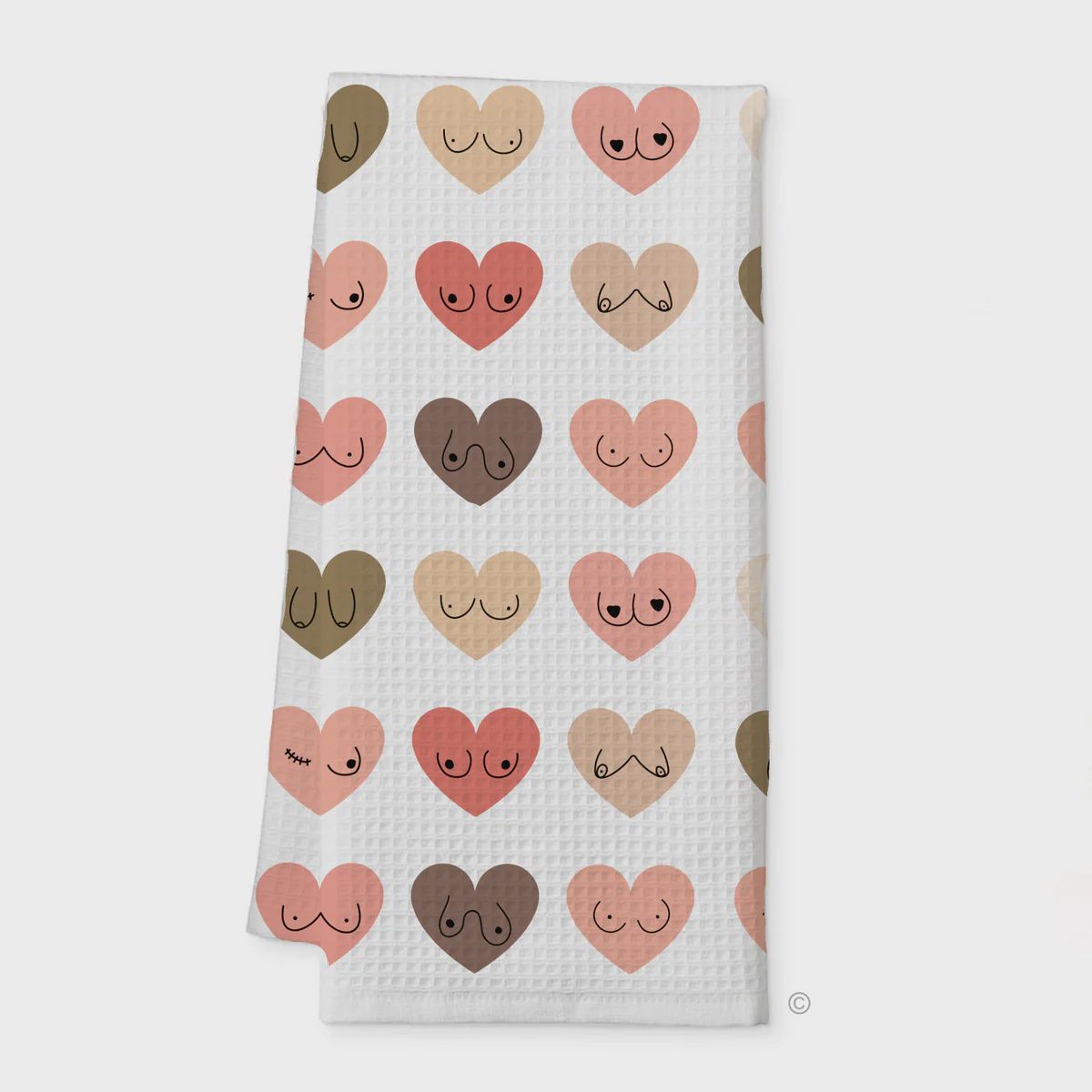 Risqué Gifts - Hearts &amp; Boobs Tea Towel