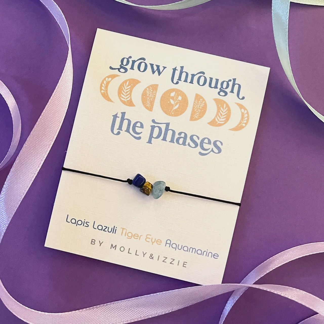Grow Through the Phases Adjustable Crystal Bracelet