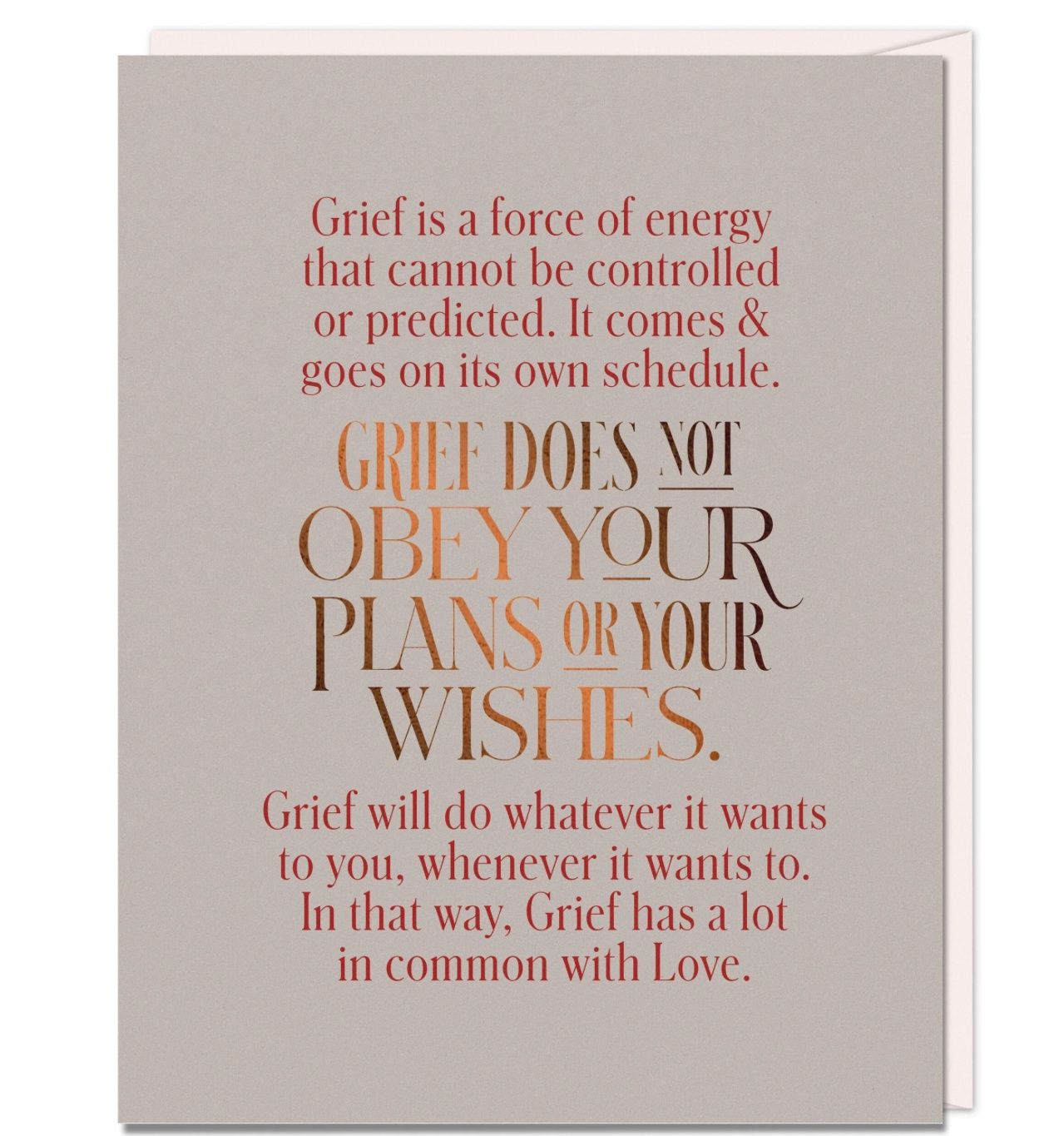 Em &amp; Friends - Elizabeth Gilbert Grief Does Not Obey Card