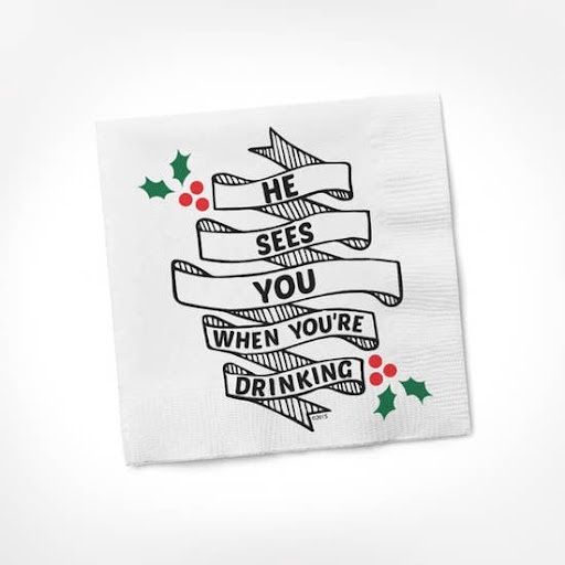 He Sees You When You’re Drinking Cocktail Napkins