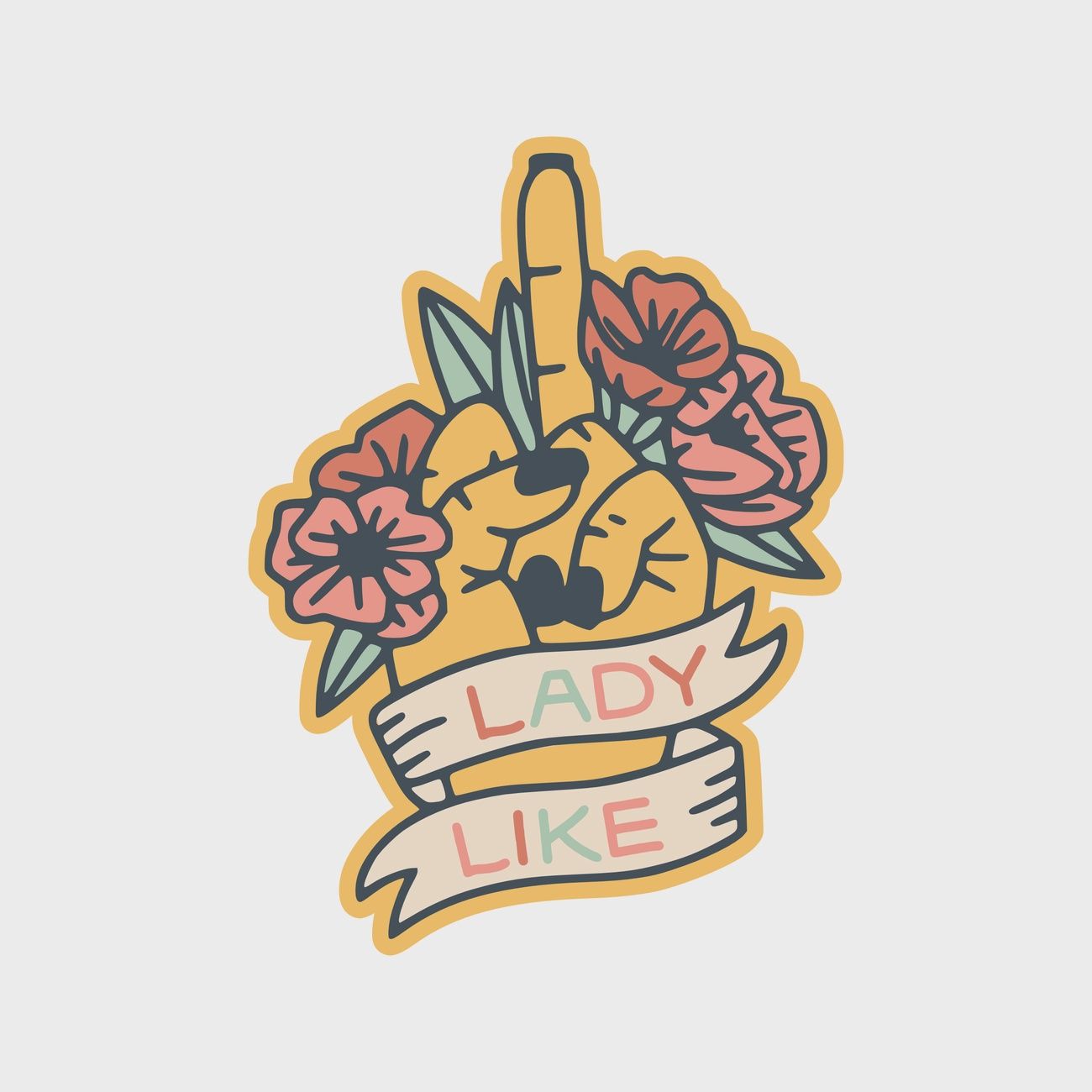 Lady Like Middle Finger Sticker