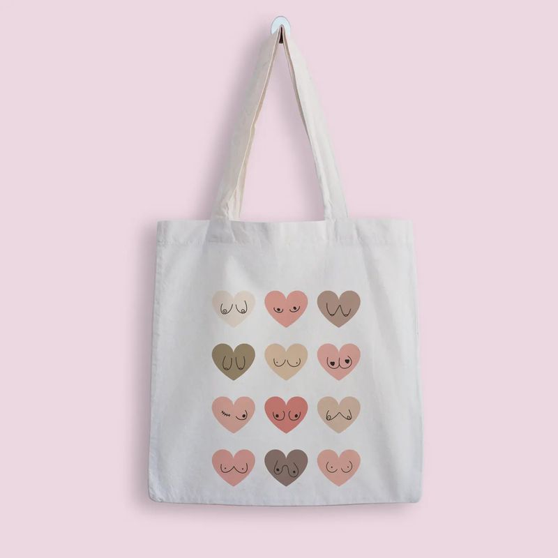 Risque Gifts Heart Boobs Tote Bag