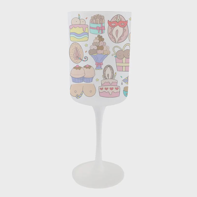 Risque Gifts Boobs &amp; Vag Birthday Wine Glass