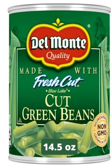 Green Beans ~ Del Monte Cut Green Beans 14.5 oz Can