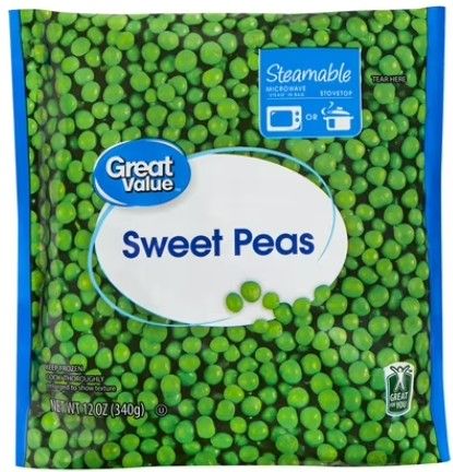 GREAT VALUE PEAS 12OZ BAG