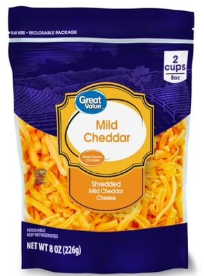 GREAT VALUE MILD CHEDDAR SHREDDED 8OZ