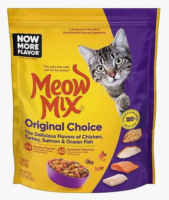 Meow Mix Original Choice Dry Cat Food, 18-oz pouch