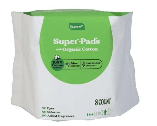B-PURE ORGANIC COTTON SUPER PADS 8PK