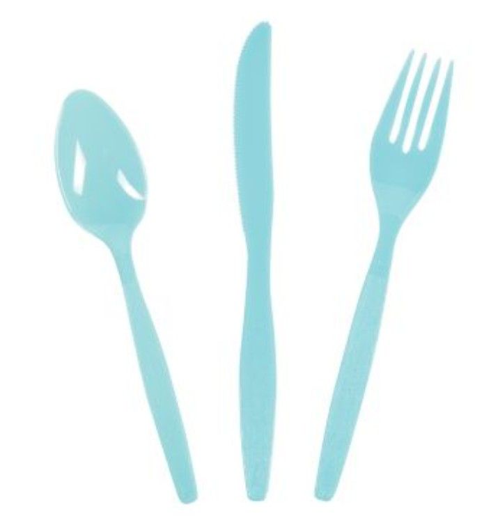PLASTIC CUTLERY SET LIGHT BLUE 48CT
