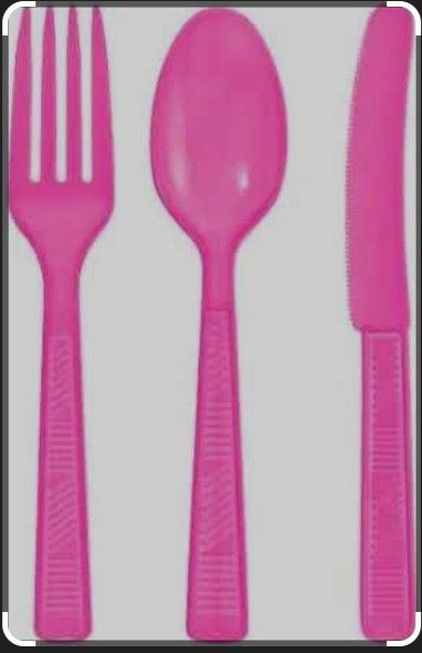 PLASTIC CUTLERY SET HOT PINK 48pc