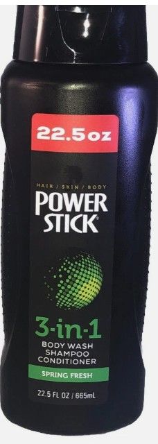 Power Stick 3-in-1 Body Wash, Shampoo &amp; Conditioner, Spring Fresh Scent, 22.5 fl oz
