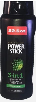 Power Stick 3-in-1 Body Wash, Shampoo &amp; Conditioner, Spring Fresh Scent, 22.5 fl oz