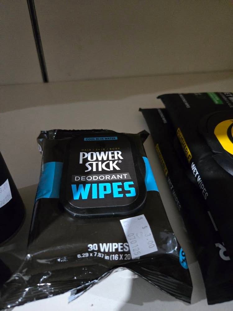 POWER STICK Deodorant Wipes Cool Blue Water 30PK