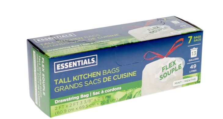 Essentials Flex Drawstring Trash Bags, 7 ct., 13 gal.