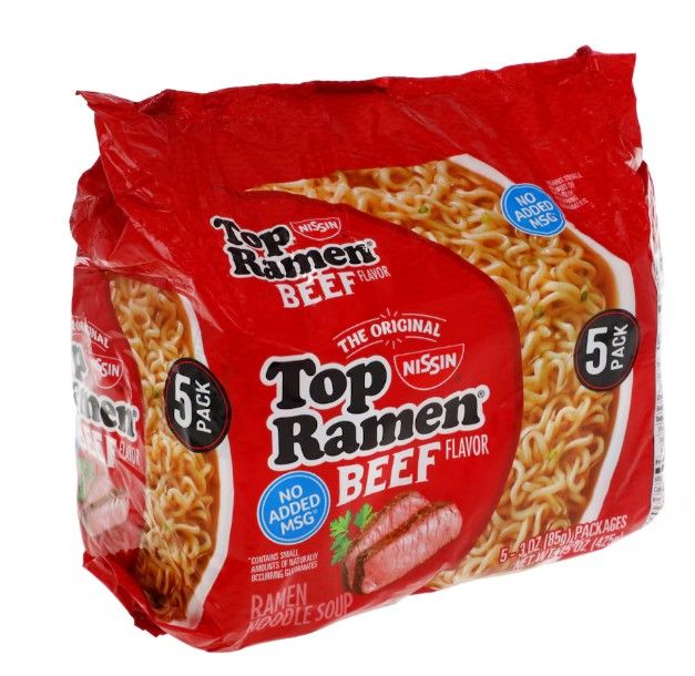Nissin Top Ramen Beef-Flavored Noodle Soup, 5-ct. Pack