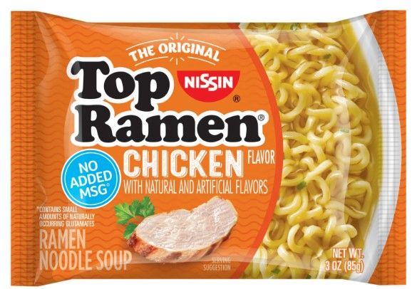 Nissin Top Ramen Noodle Soup, Chicken Flavor, 3 oz Bag