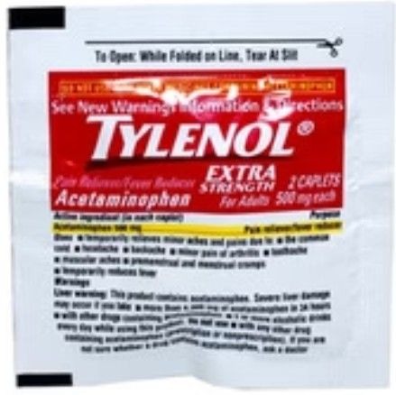 TYLENOL 500 MG 2 CAPLETS PACKET