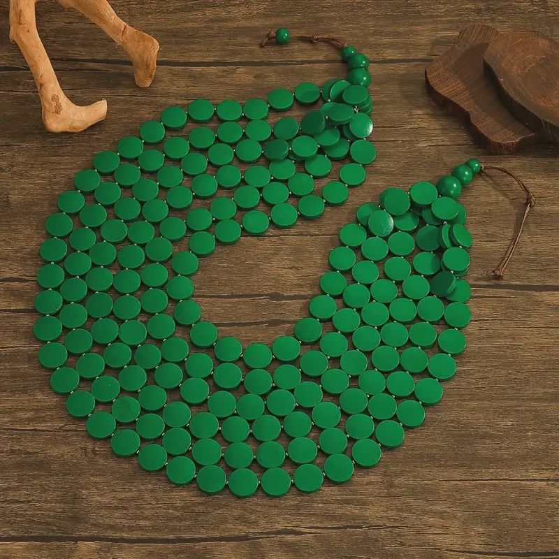 Multi-Layer Ethnic Bohemian Necklace Vibrant Green