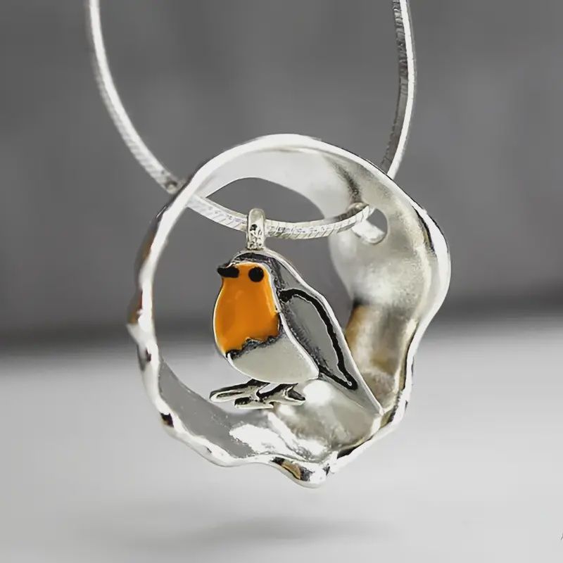 Vintage Geometric Bird Pendant Necklace