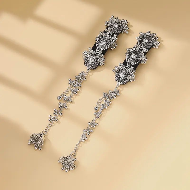 Bohemian Style Vintage Bell Tassel Hair Clips, Colour: White