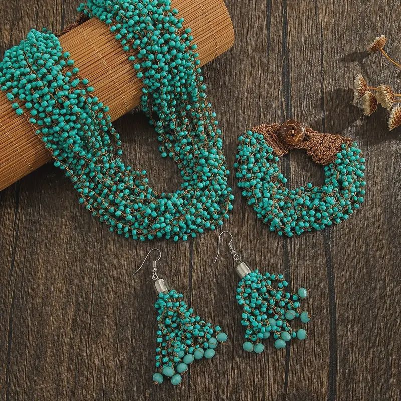 Bohemian Style Beaded Jewelry Set - Handmade Craftsmanship