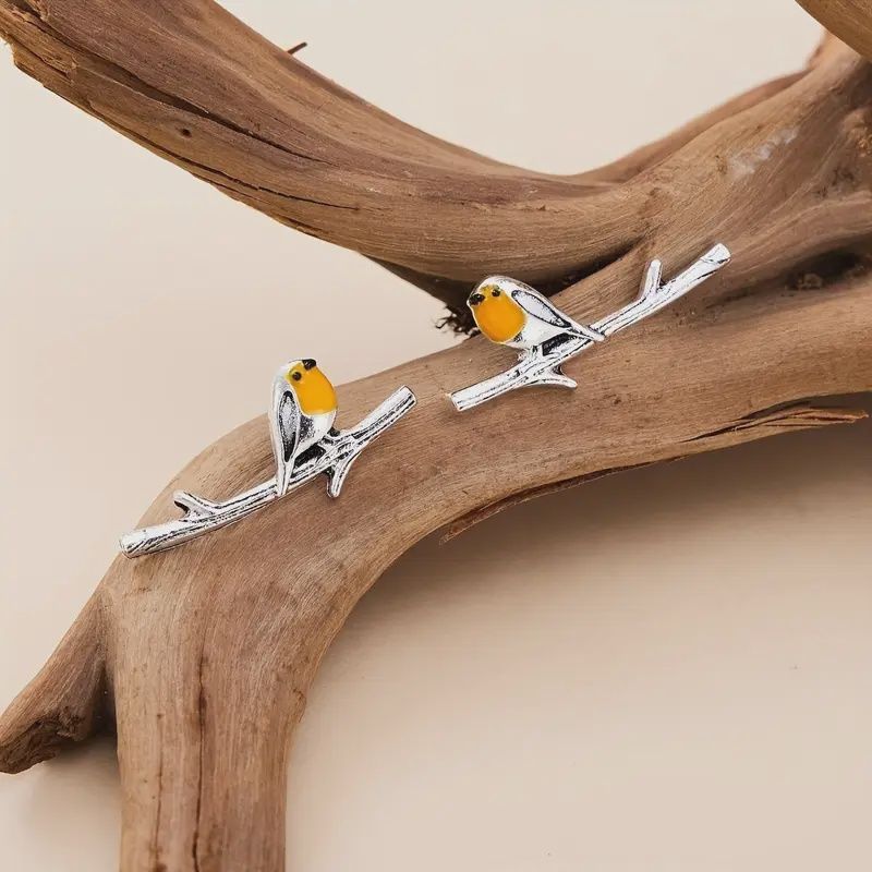 Retro Colorful Bird Earrings