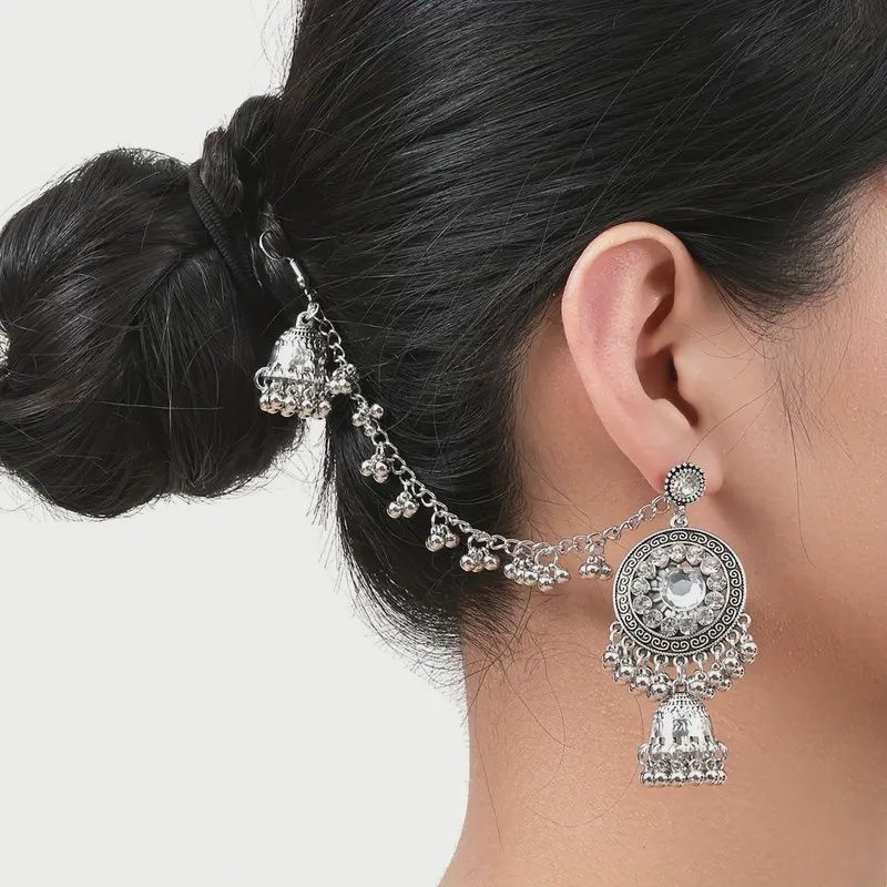 Middle Eastern Arab-Style Beaded Tassel Earrings
