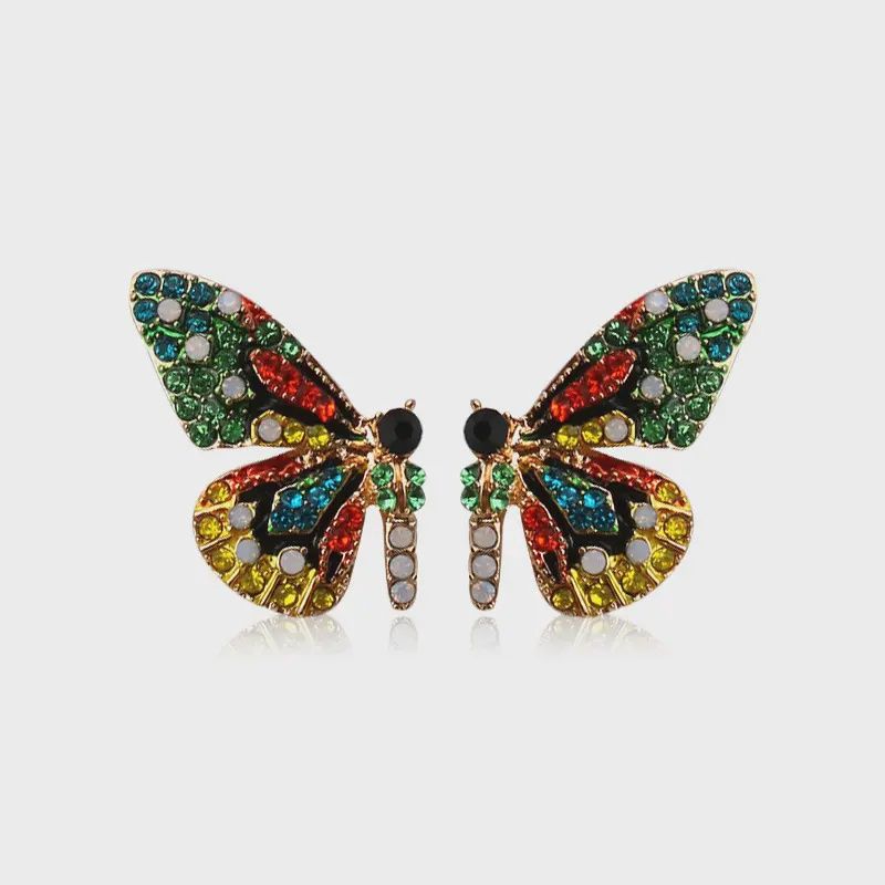 Colorful Gemstone Butterfly Wing Earrings - Bohemian Style