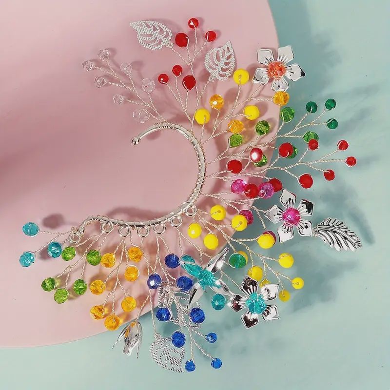 Colored Elf Ear Bone Clip  Earrings