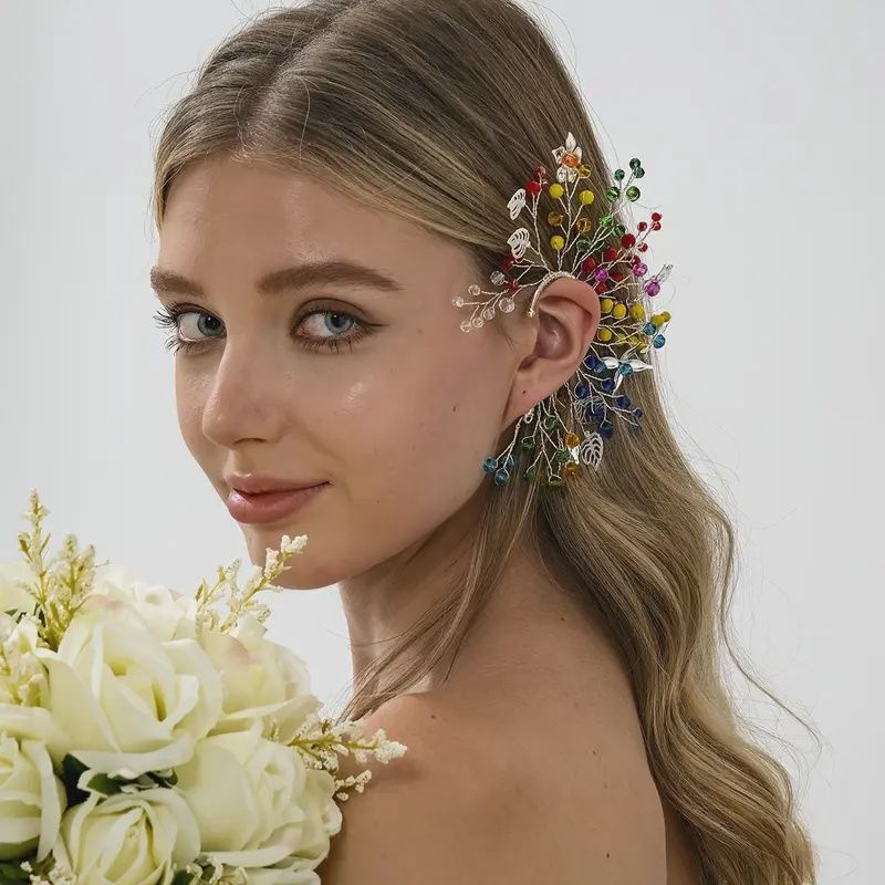 Colored Elf Ear Bone Clip  Earrings