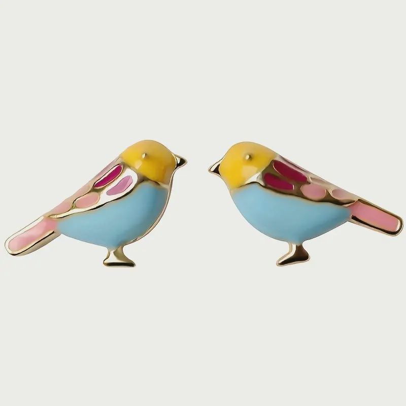 Cute Bird Enamel Stud Earrings