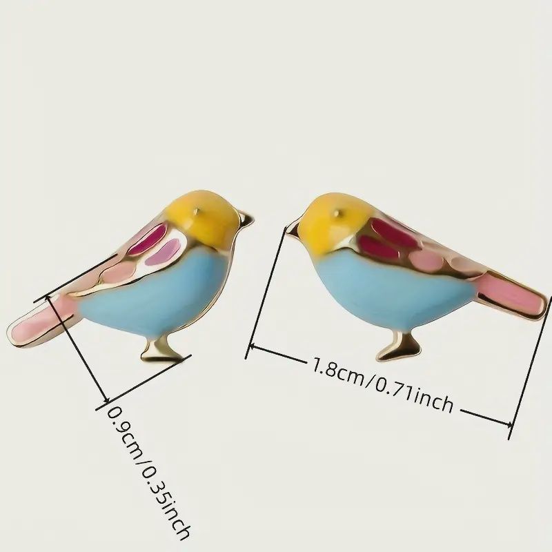 Cute Bird Enamel Stud Earrings