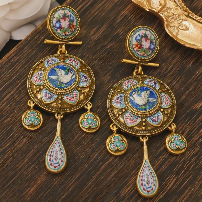 Colorful Flowers and Peace Dove Handmade Jewelry