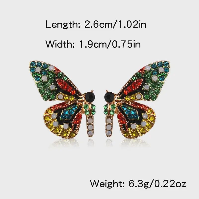 Colorful Gemstone Butterfly Wing Earrings - Bohemian Style